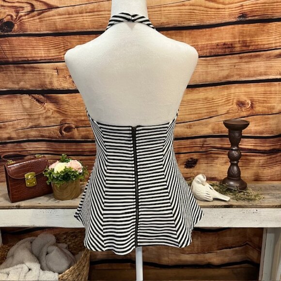 Guess Womens Black White Stripe Halter Top Size M - Picture 3 of 11